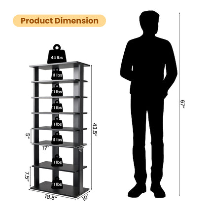 Dual Shoe Rack Free Standing Shelves Storage Shelves Concise, Black, 7-Tier Costway, 5