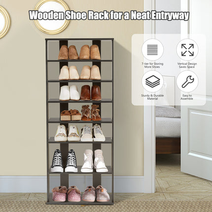 Shoe Rack, 7-Tier Dual Shoe Rack Free Standing Shelves Storage Shelves Concise, Black, Costway, 3