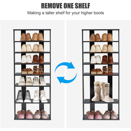 Dual Shoe Rack Free Standing Shelves Storage Shelves Concise, Black, 7-Tier Costway, 9