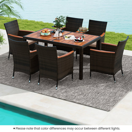 Outdoor Patio Furniture, Garden Dining Patio Set, 7 Pieces dining set, 6 chairs, dining table, Costway, 3
