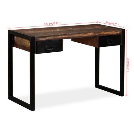 Desk with 2 Drawers Solid Reclaimed Wood 47.2x19.7x29.9 In, vidaXL, 8
