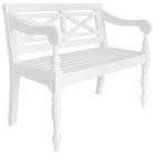 Batavia Bench 38.6 In Solid Mahogany Wood White, vidaXL, 1