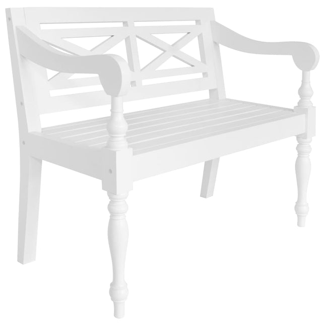 Batavia Bench 38.6 In Solid Mahogany Wood White, vidaXL, 1
