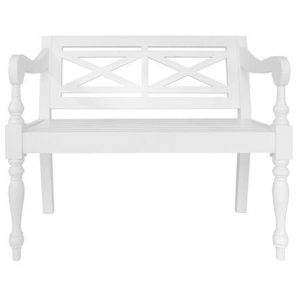 Batavia Bench 38.6 In Solid Mahogany Wood White, vidaXL, 2