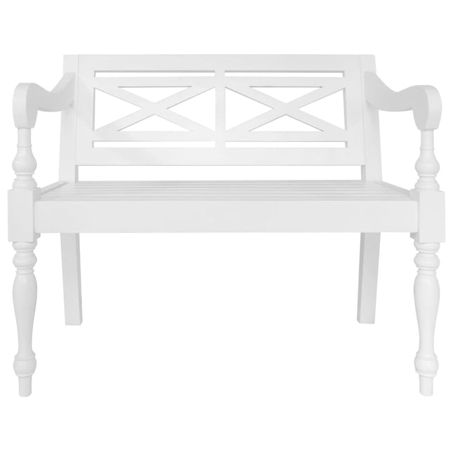 Batavia Bench 38.6 In Solid Mahogany Wood White, vidaXL, 2