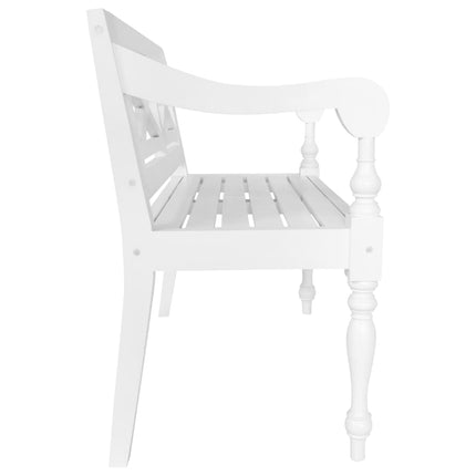 Batavia Bench 38.6 In Solid Mahogany Wood White, vidaXL, 3