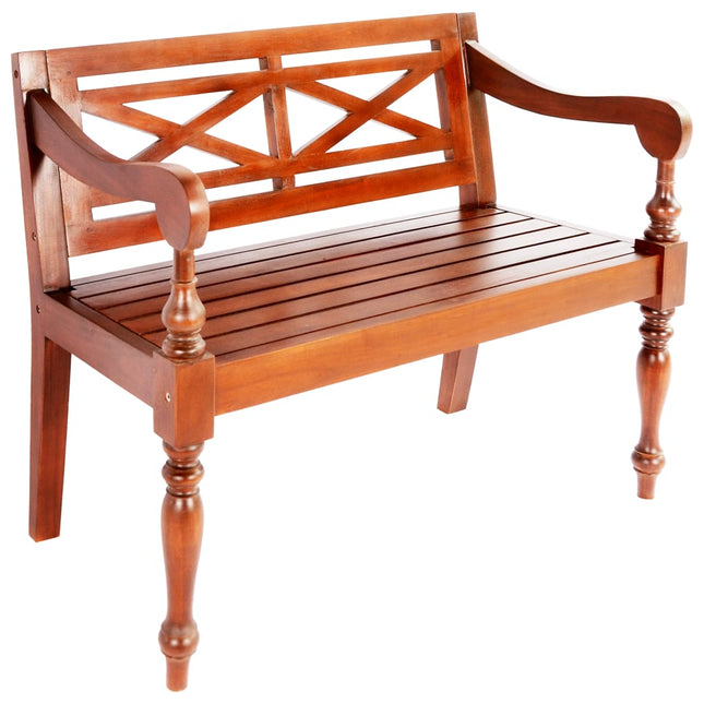 Batavia Bench 38.6 In Solid Mahogany Wood Dark Brown, vidaXL, 1