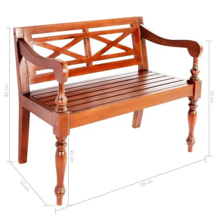 Batavia Bench 38.6 In Solid Mahogany Wood Dark Brown, vidaXL, 6