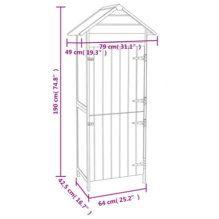 Patio Storage Cabinet Brown 16.7x25.2x74.8 In, vidaXL, 9