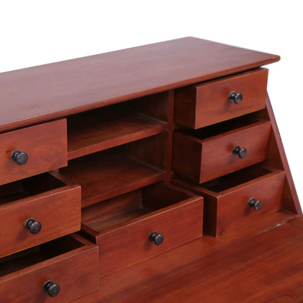 Secretary Desk Brown 30.7x16.5x40.6 In Solid Mahogany Wood, vidaXL, 5