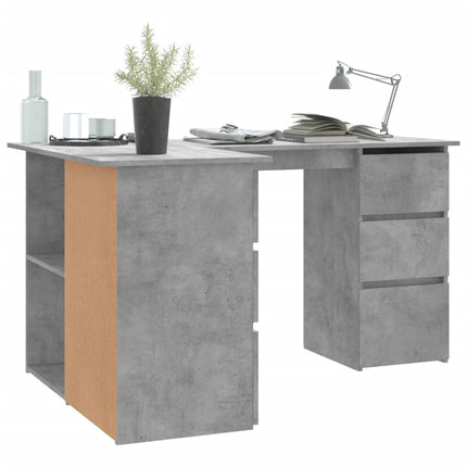 Corner Desk Concrete Gray 57.1x39.4x29.9 In Engineered Wood, vidaXL, 4