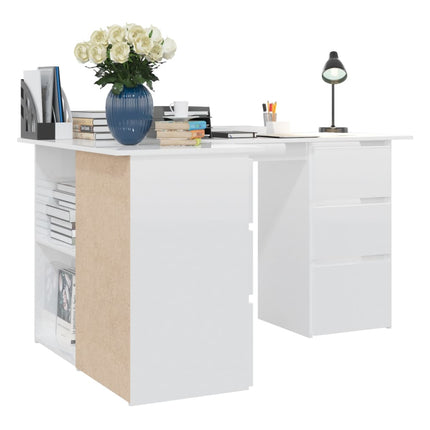 Corner Desk High Gloss White 57.1x39.4x29.9 In Engineered Wood, vidaXL, 4
