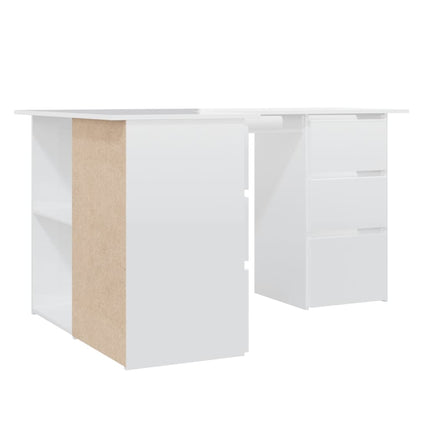 Corner Desk High Gloss White 57.1x39.4x29.9 In Engineered Wood, vidaXL, 5