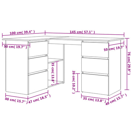 Corner Desk High Gloss White 57.1x39.4x29.9 In Engineered Wood, vidaXL, 7