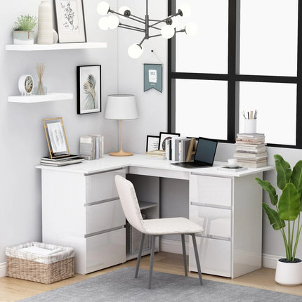 Corner Desk High Gloss White 57.1x39.4x29.9 In Engineered Wood, vidaXL, 1