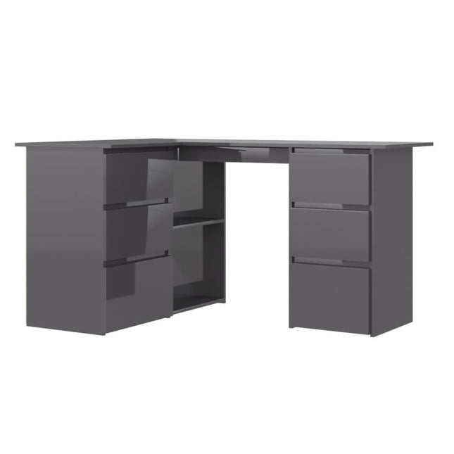 Corner Desk High Gloss Gray 57.1x39.4x29.9 In Engineered Wood, vidaXL, 2