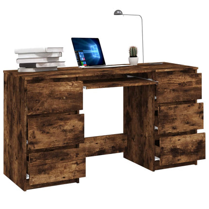 Writing Desk Smoked Oak 55.1x19.7x30.3 In Engineered Wood, vidaXL, 6