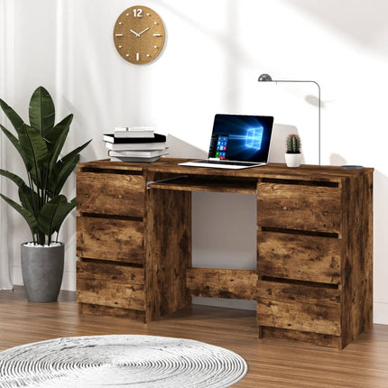 Writing Desk Smoked Oak 55.1x19.7x30.3 In Engineered Wood, vidaXL, 1