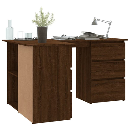 Corner Desk Brown Oak 57.1x39.4x29.9 In Engineered Wood, vidaXL, 4