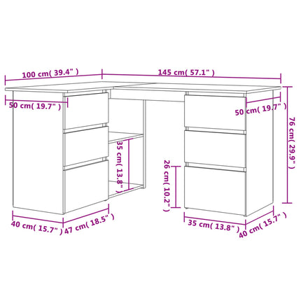 Corner Desk Brown Oak 57.1x39.4x29.9 In Engineered Wood, vidaXL, 9