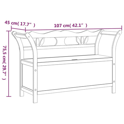 Bench Black 42.1x17.7x29.7 In Solid Wood Fir, vidaXL, 9