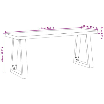 Bench with Live Edge 43.3 In Solid Wood Acacia, vidaXL, 9