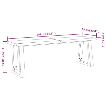 Bench with Live Edge 55.1 In Solid Wood Acacia, vidaXL, 9