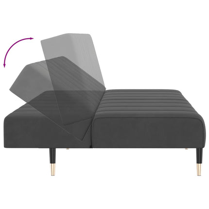 2-Seater Sofa Bed Dark Gray Velvet, vidaXL, 7