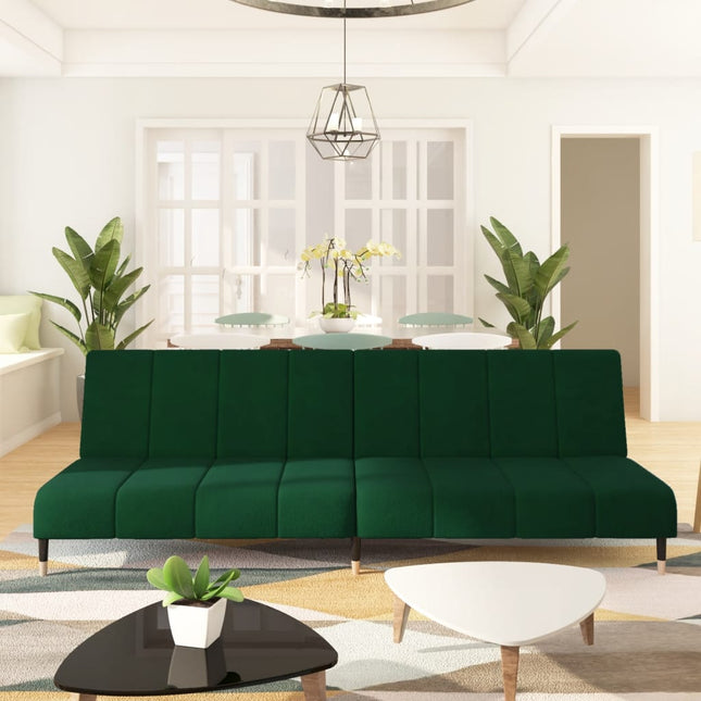 2-Seater Sofa Bed Dark Green Velvet, vidaXL, 1