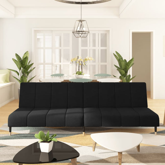 2-Seater Sofa Bed Black Velvet, vidaXL, 1