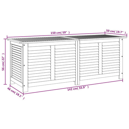 Garden Storage Box with Louver 59.1x19.7x22 In Solid Wood Acacia, vidaXL, 10