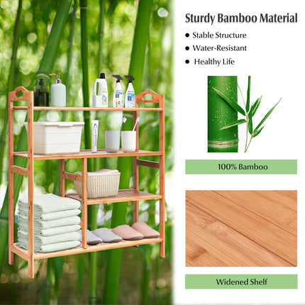Multifunction Bamboo Storage Shoe Rack for Entryway Hallway 4 Tiers , Costway, 6