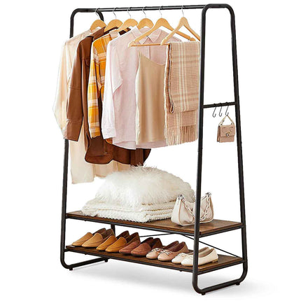 Heavy Duty Clothes Rack, Clothing Rack with 2 Shelves, Garment Rack, 375lb Load, for Bedroom