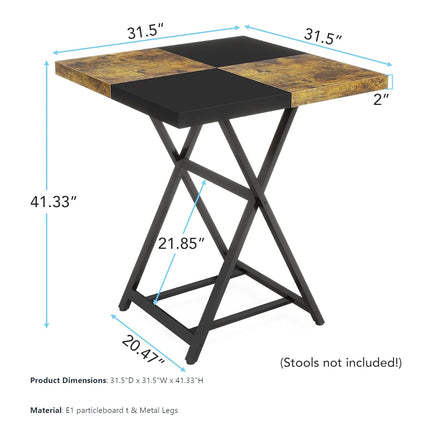Bar Table, 42” H Square Pub Table Dining Table for 2-4 People Chairs not Included Tribesigns, 8