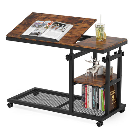 Tribesigns - Portable Laptop Desk, C Table, Ergonomic Desk, Portable Standing Desk, Height Adjustable Desk, Rolling Standing Desk for Sofa Bed