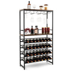 Freestanding Wine Bakers Rack with 4- Tier Wine Storage and 4 Rows of Stemware Racks, Costway, 4