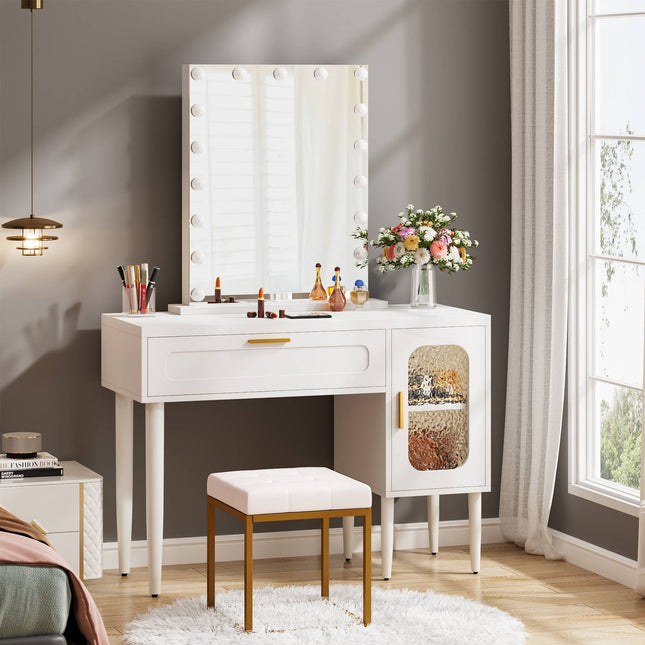 Makeup Vanity Dressing Table with Drawer & Cabinet - Tribesigns