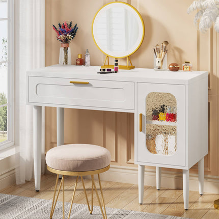 Tribesigns, Makeup Vanity Dressing Table with Drawer & Cabinet 