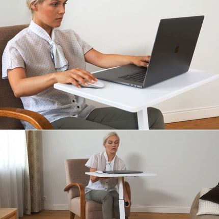 Portable Laptop Desk, Laptop Table for Recliner, Adjustable Laptop Desk, Laptop Stand on Wheels, White, Tatkraft Cheer, 1