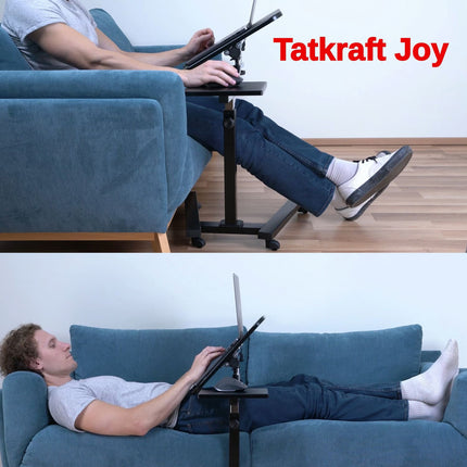 Portable Laptop Desk, with Mouse Pad, Adjustable Height, Laptop Table for Recliner, Rolling Computer Stand, Tatkraft Joy, 18