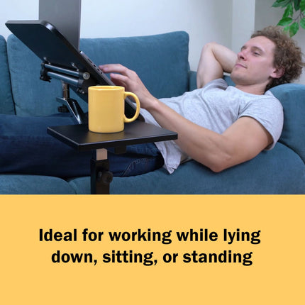 Portable Laptop Desk, with Mouse Pad, Adjustable Height, Laptop Table for Recliner, Rolling Computer Stand, Tatkraft Joy, 10