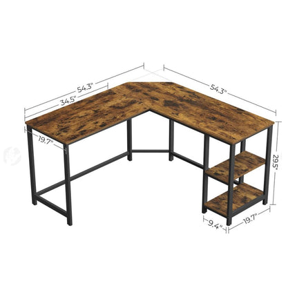 L-Shaped Writing Workstation, Gaming Desk with Shelf for Home Office