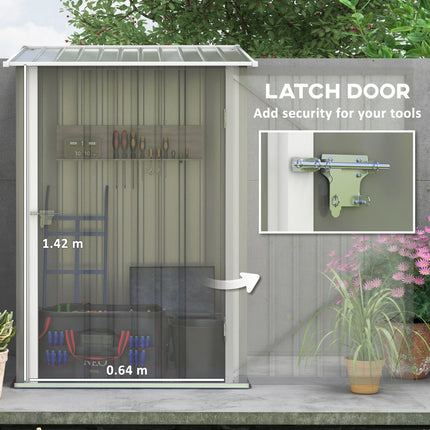 Lean-to Garden Storage Shed, 3.3x3.4 ft, Galvanized Steel with Lockable Door, Gray, Outsunny, 4