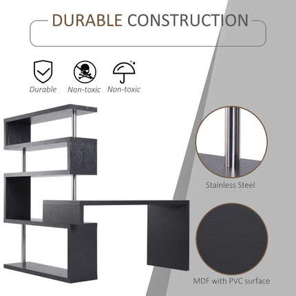 94inch 4 Tier L-Shaped Computer Desk Rotating Versatile Writing Table with Display Shelves Black, HOMCOM, 4