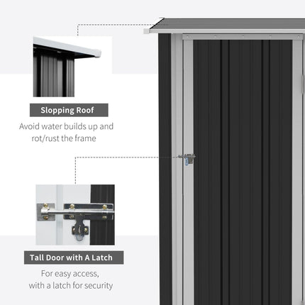 Metal Garden Storage Shed, 5 x 3 inch, Patio Tool House Cabinet with Lockable Door Gray, Outsunny, 4