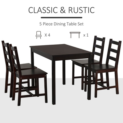 8 Piece Dining Set Wooden Kitchen Table Chairs Breakfast Nook Chestnut, HOMCOM, 1