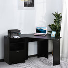 L-Shaped Computer Desk with Printer Cabinet Corner Study Workstation Black, HOMCOM, 1