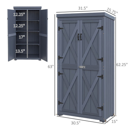 Garden Shed Gray Outdoor Storage Cabinet with Waterproof Galvanized Roof Lockable Door for Secure Storage, Outsunny, 2