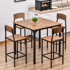 Dining Table Set 5-Piece Modern Counter Height with 4 Chairs Walnut, 1