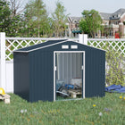 Metal Storage Shed 9 x 6 inch, Garden Tool House, 2 Sliding Doors, 4 Air Vents, Ideal Dark Gray, Outsunny, 1